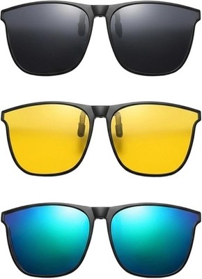 3 Stück Clip-On Sonnenbrille für Brille, Polarisierte Aufsteck Sonnenbrille für