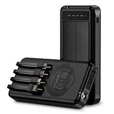 ALPHA DIGITAL OUTDOOR SOLAR PORTABLE POWER BANK WITH WIRELESS - BLACK