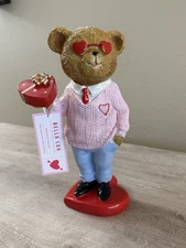 Bella Lux Valentine Teddy Bear Boy Heart Box Pink Sweater