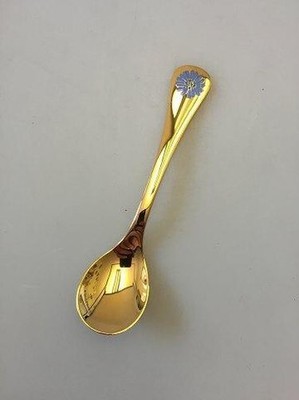 Georg Jensen Annual Teelöffel 1980 IN Vergoldet Sterlingsilber Mit Emaille