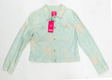 Nwt Mcm 'the Golden Jeans' Logo Jacket Teal Stars And Roses Size 50