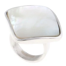 Silver Tone Fashion Stainless Steel Ring With Pearl- KLS080-S7