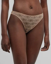 $55 Else Women Beige Mariposa Lace Bikini Briefs Panties Size L