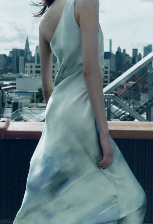NWT ZARA WOMAN'S DRAPED SATIN EFFECT DRESS GREENS SIZE S 7949/430 | eBay