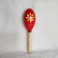 Wooden Maraca Musical Instrument Red Yellow White Black