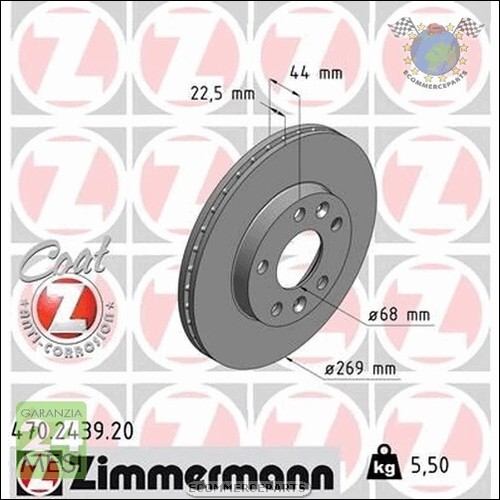 Kit dischi freno + Pastiglie Ant Zimmermann per DACIA DUSTER RENAULT MEGA cw3 - Foto 3 di 5