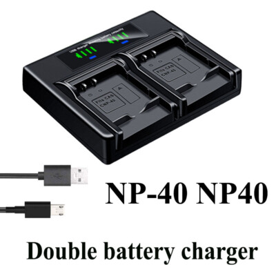 Dual Battery Charger For CASIO NP-40 Exilim Pro EX-P600 P700