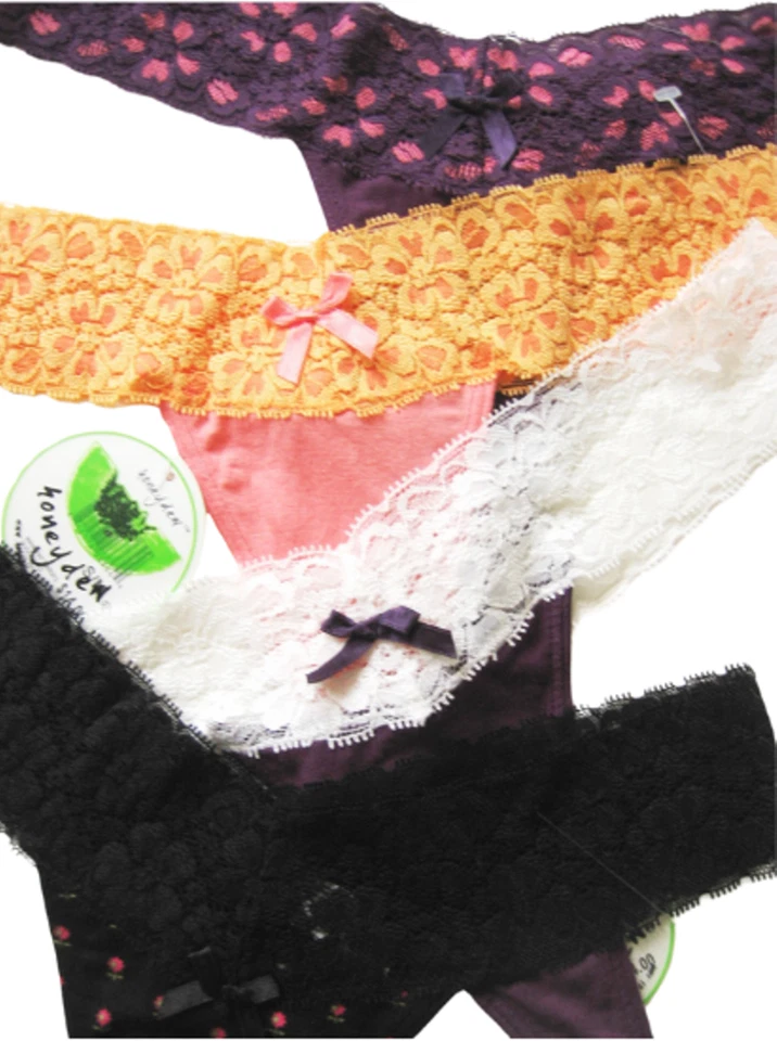 A0154 Honeydew Intimates NUEVO Para mujeres Lujo Encaje Cintura Elástica Rayón Tangas Foto 2 de 2