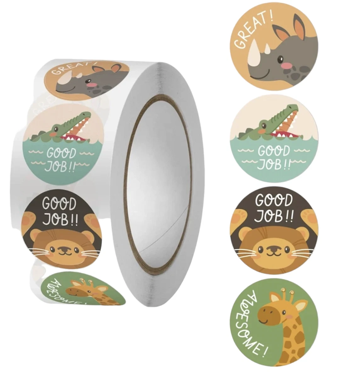 Positive Reward Merit Stickers  2.5cm 50/100 Kids Teacher Classroom Award Animal