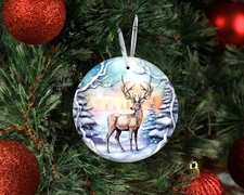 Christmas Bauble Deer Ceramic Christmas Ornament, Christmas Tree Decoration