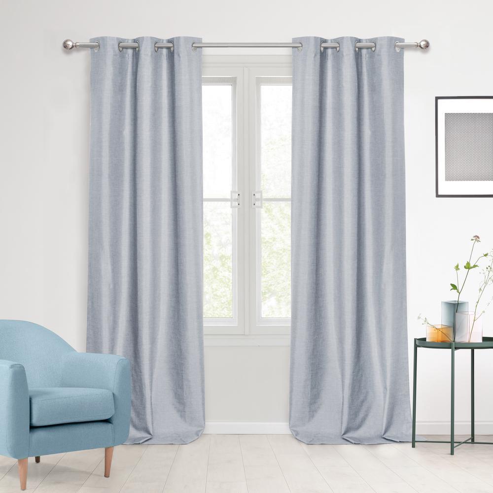 Sherwood Home Faux Linen 100% Blockout Eyelet Curtains, 2 Pack (Ocean) - 180x223