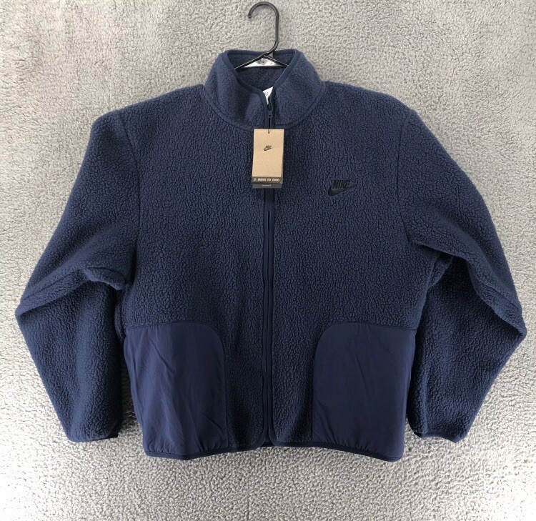 Nike Jacket Size Small Club Fleece Sherpa Winterized Full Zip Blue  FB8386-410 S