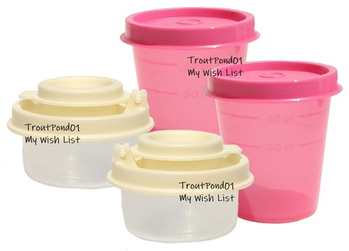 TUPPERWARE Sale + Pepe Shaker Smidgets Midgets Mini Ciotole Rosa Trasparente Set - Foto 7 di 7