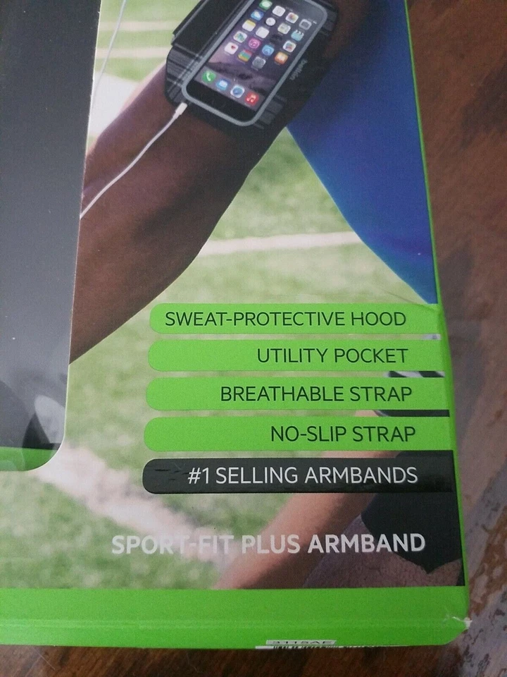 Belkin Sport-Fit Plus 臂带 适用于苹果 iPhone 6 Plus,6S Plus 黑色 - 全新 — 第 3/4 张图片