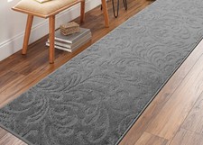 Dark Grey Non-Slip Hallway Kitchen Runner Rug
