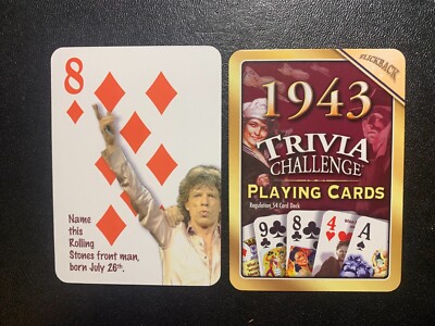 Swap Playing Card  MICK JAGGER Rolling Stones   1943 TRIVIA  EIGHT OF DIAMONDS
