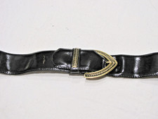 Luxury Women Black Paint Belt Buckle Large Worked Gold Metal