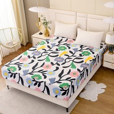 Bedding Fitted Sheet with Deep PocketCute Colorful Pattern Printed Fabric Bed...