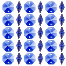 100Pack K9 Crystal Octagon Beads 2 Holes 14mm Chandelier Prisms Dark Blue