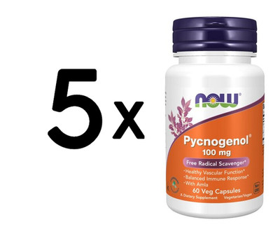 5 x NOW Foods Pycnogenol, 100mg - 60 vcaps (1.066,63 EUR/kg)