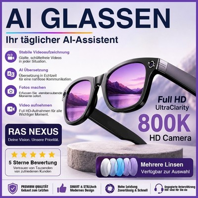 AI Smart Glasses 1080P HD Kamera Brille Bluetooth Übersetzer Foto Video Aufnahme