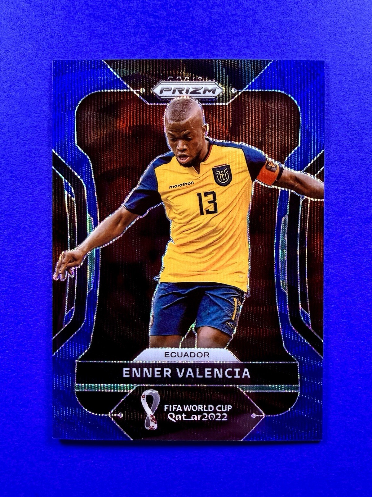 2022 Panini Prizm FIFA World Cup Qatar Enner Valencia Blue Wave #/199 Ecuador