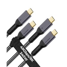 High-Speed 2-Pack Thunderbolt 4 USB-C Cable 3.3FT - Fast Charging  8K Display
