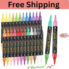 72 Colors Acrylic Paint Markers, Dual Tip Acrylic Paint Pens with Brush Tip  Fi
