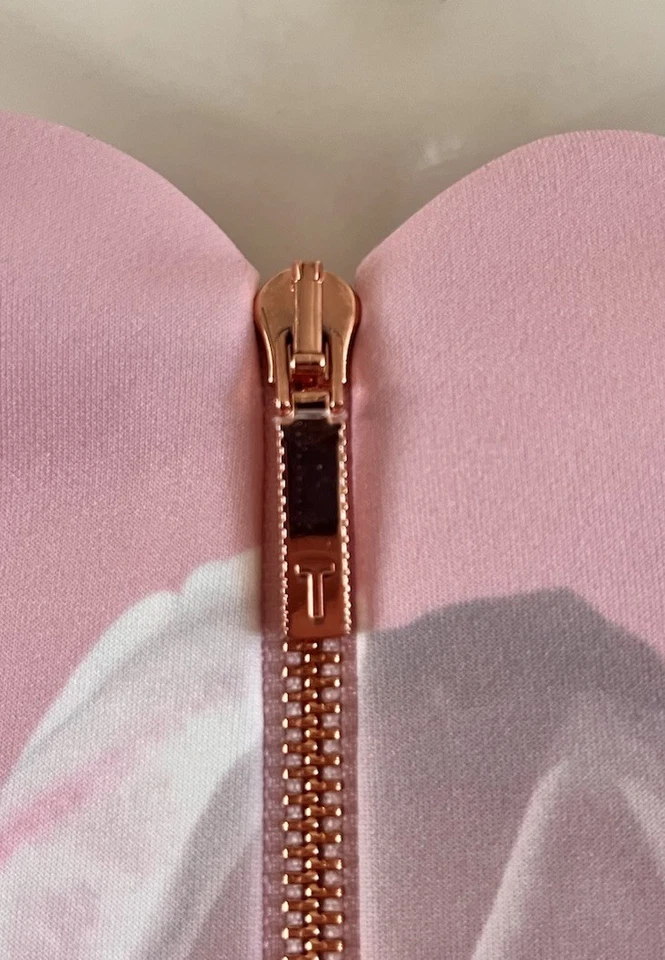 Ted Baker London Olyva Harmony Pink Floral Off Shoulder Bodycon Dress 0 US 4 XS - Image 2 of 4