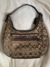 Coach Soft Signature Zoe Hobo Purse 6045 Khaki Mahogany Brown Shoulder Hand Bag