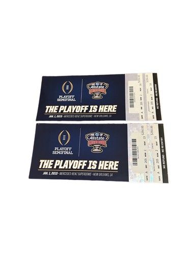 Two Sugar Bowl Football Tickets From 2015 Ohio State vs Alabama