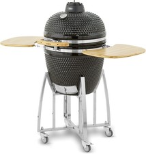 Image of Kamado BBQ Grill XL Ceramic Charcoal Outdoor with Collapsible Wooden Shelves