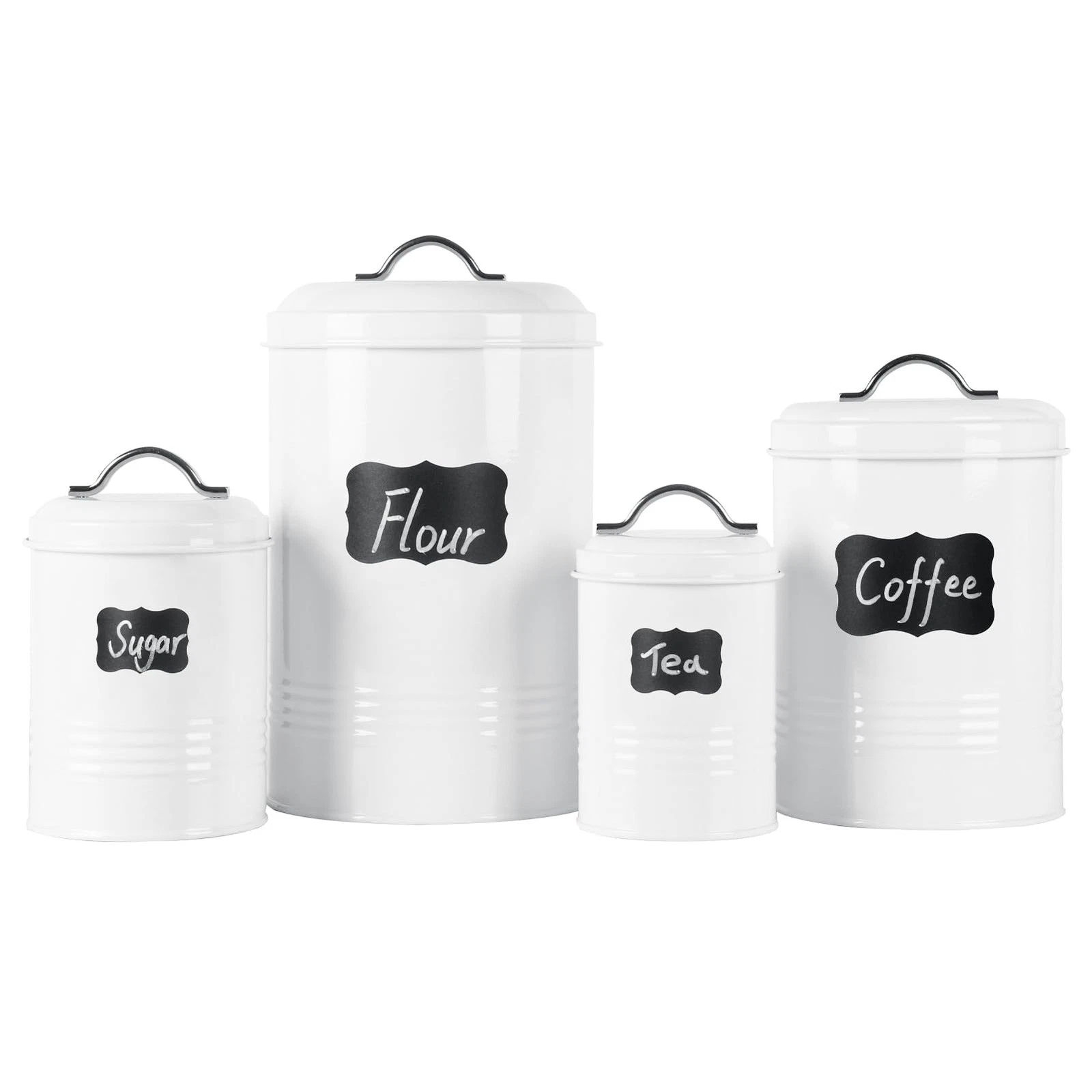Nesting Canisters Sets for the Kitchen, Set of 4 Airtight White Farmhouse Can...