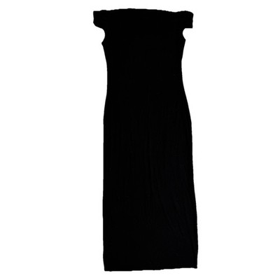 reformation black off the shoulder dress Reformation Jamen off-shoulder Knitted Midi Dress | Black