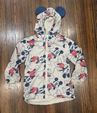 Disney Mickey Mouse Hooded Windbreaker Zip Up Jacket Sz 4T With Ears