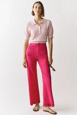 NWT Maeve Colette Lace Trim Wide-Leg Full-Length Pants Waist 36'' Raspberry 7C61