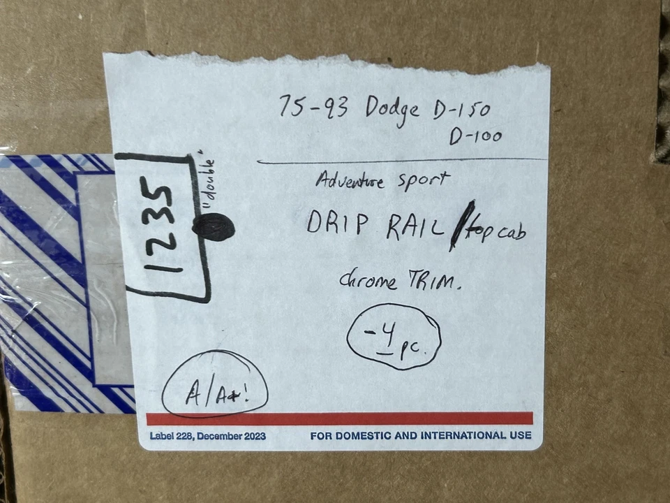 72-93 Dodge ram D-100 W100 truck - DRIP RAIL TRIM top cab roof - all 4 piece - Image 2 of 4