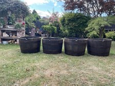 Oiled Half Oak Whiskey Barrel Planter/Water features/Fish pond