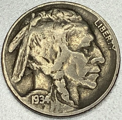 1934-P Buffalo 🦬 Indian Head Nickel 5c VG Very Good ST154