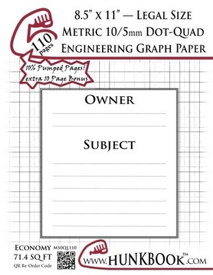 ENGINEERING GRAPH PAPER (MS0QL-110 PAGES): METRIC 10/5MM By Mighty Hunkbook NEW