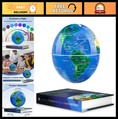 Magnetic Levitation Floating Globe with LED Lights, Rotating World Map Decor, Co