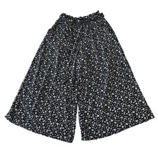 Womens American Eagle Small Navy Floral Wide Leg Crop Pants High Rise Belted