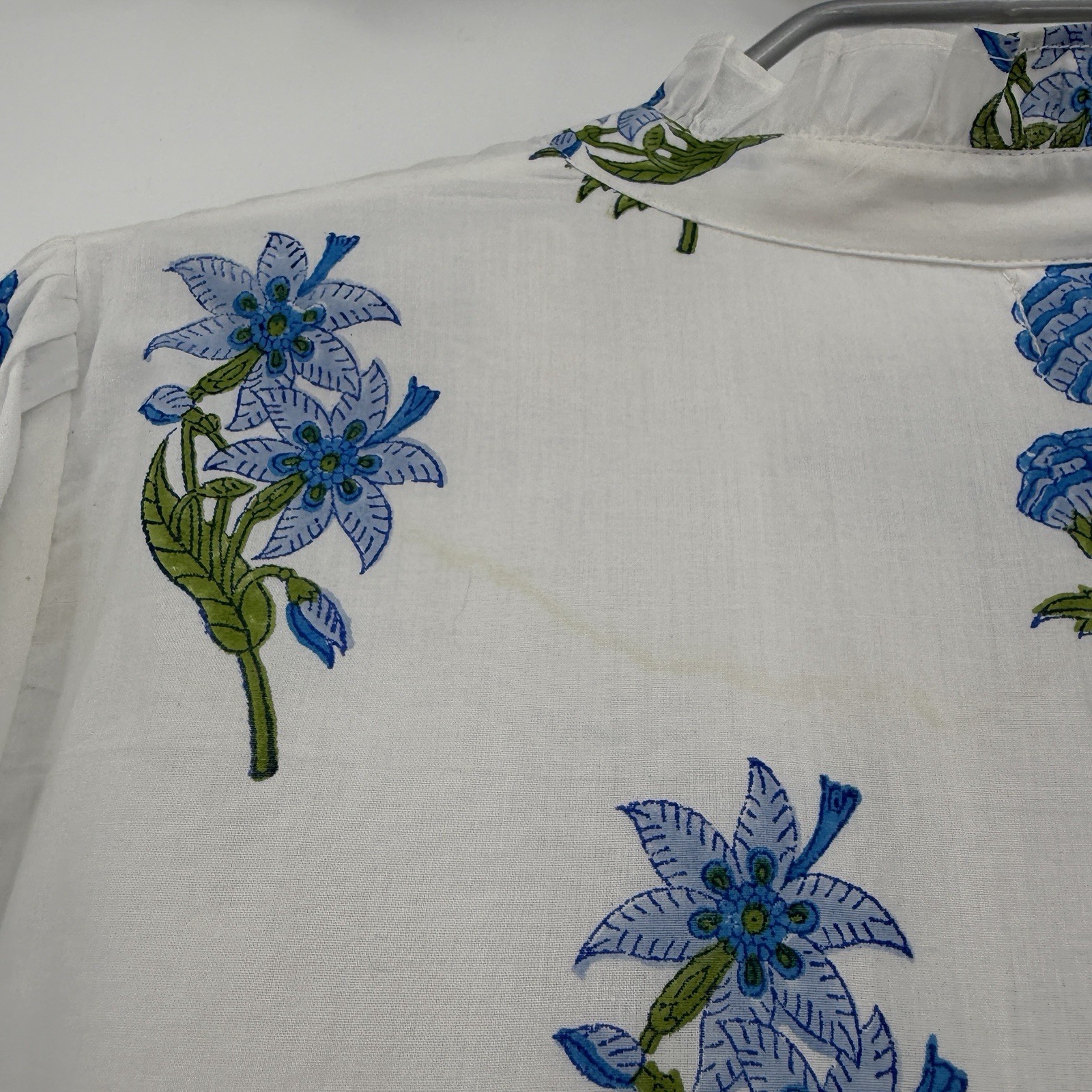 Pink City Prints Cobalt Lilly Panama Dress Size L Large Belted Cotton Maxi Shirt