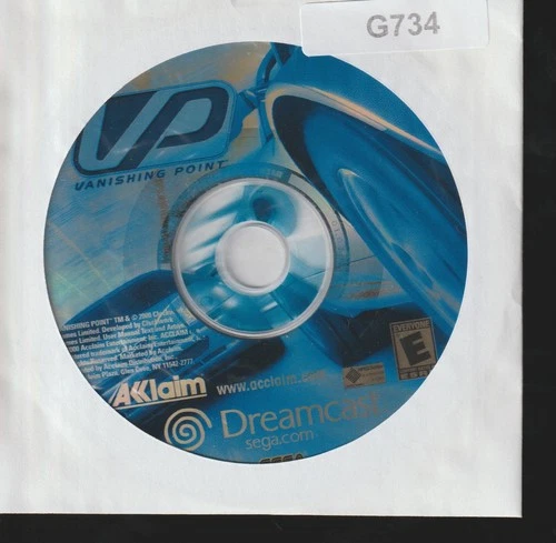 Vanishing Point Sega Dreamcast Video Game No Case Disc Only