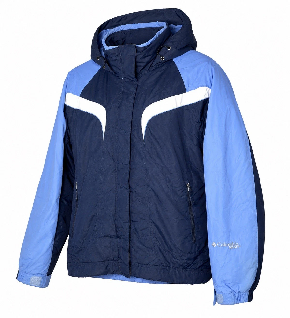 Vintage Columbia Ski Jacket Womens M Blue Y2K Hooded Insulated Coat Gorpcore