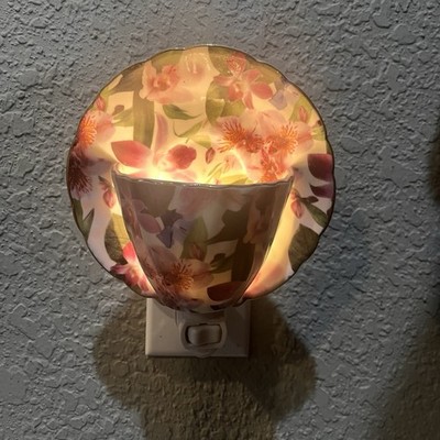 FORMALITIES by BAUM BROS Porcelain Tea Cup & Saucer Night Light Orchids Flowers