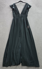 Lulus Women Dress M Green A-Line Maxi Romantic Ruffle Short Sleeve NWT