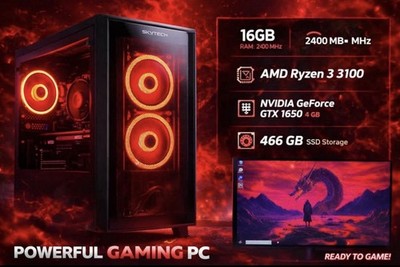 Skytech Gaming Desktop AMD Ryzen 3 3100 GTX 1650 16GB RAM 466GB SSD RGB Lighting