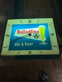 Vintage Ballantine Ale Beer Lighted Advertising Clock P 380 Newark NJ Works