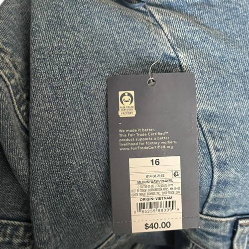 Vestido tipo jersey de mezclilla para mujer Universal Thread botón frontal lavado claro talla 16 - Imagen 10 de 10